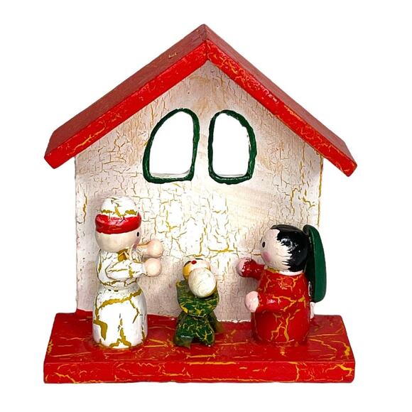 Vintage Wooden Nativity Scene Christmas Ornament - Picture 2 of 8